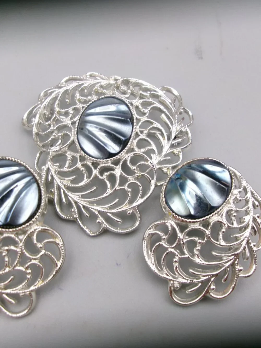 Sarah Coventry Royal Plumage Brooch and Earrings Set, Vintage Jewelry